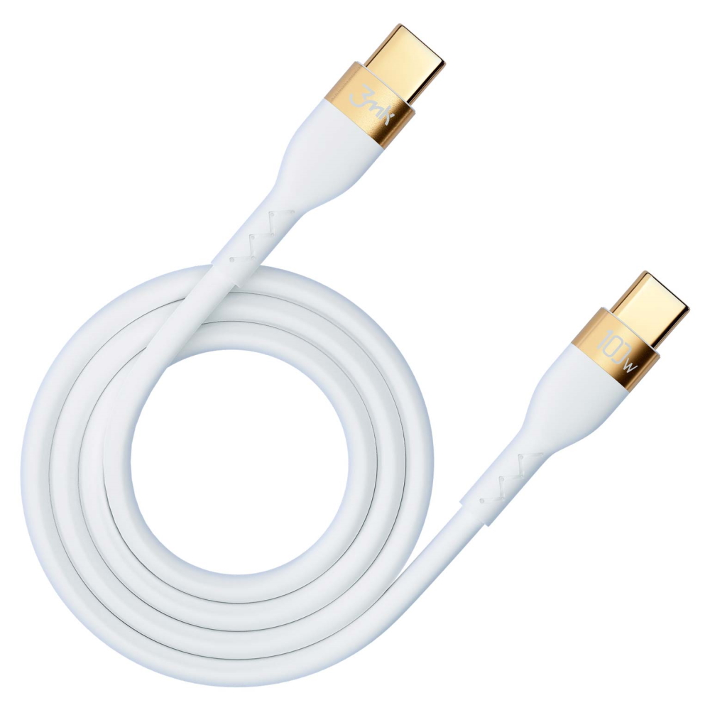 3mk kabel Hyper Silicone USB-C - USB-C 2m 100W biay / 3