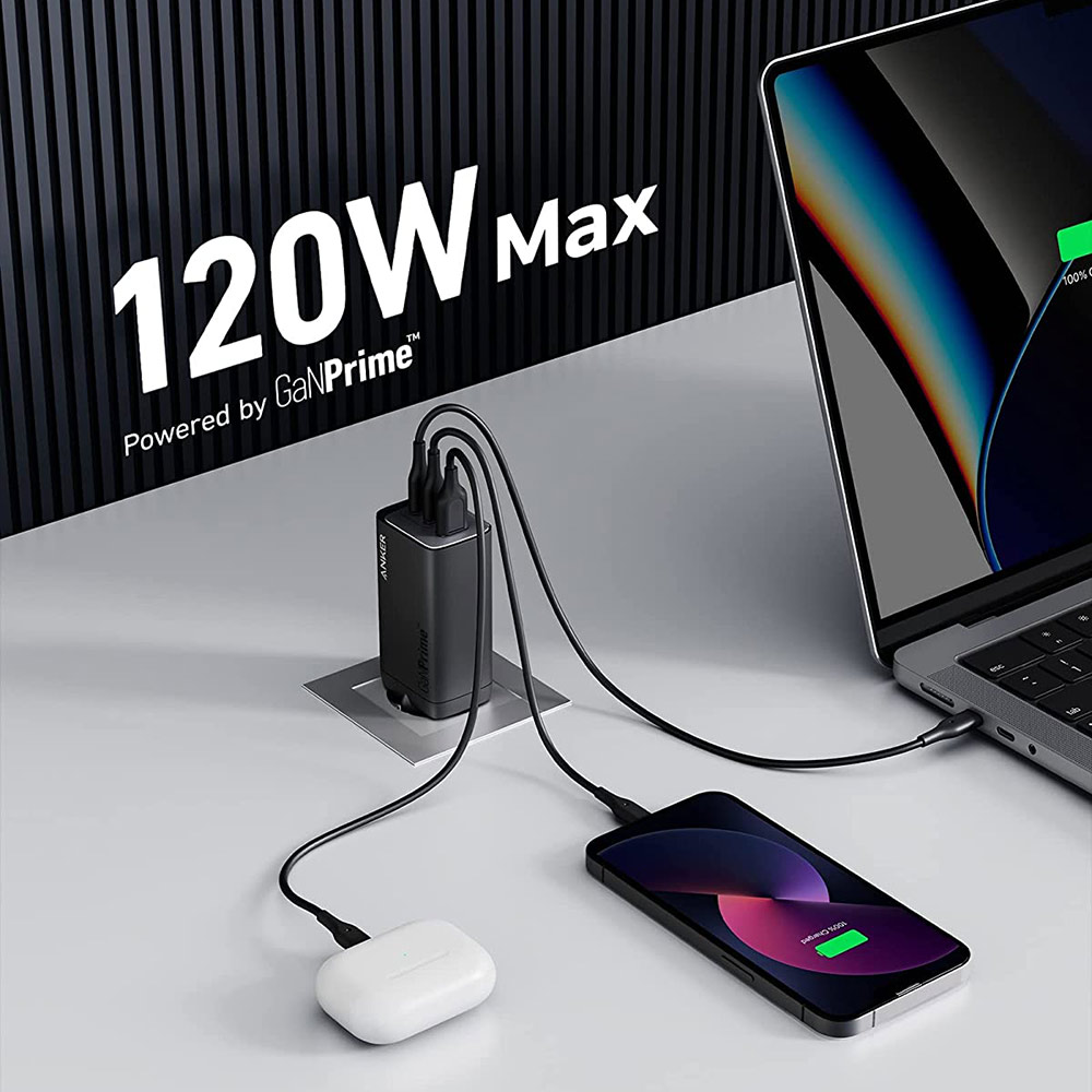 Anker adowarka Anker GaNPrime 737 120W 1x USB-A 2x USB-C / 5