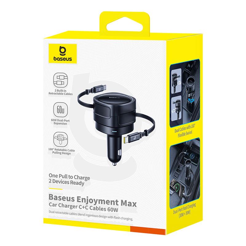 Baseus Enjoyment Max adowarka Samochodowa C+C Kable 60W Kosmiczna Czer / 5