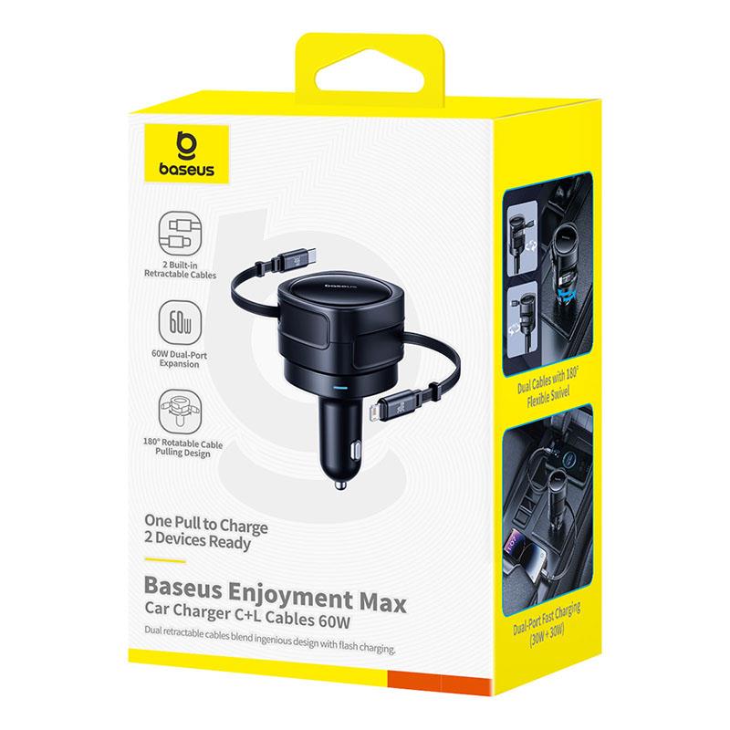 Baseus Enjoyment Max adowarka Samochodowa C+L Kable 60W Kosmiczna Czer / 5