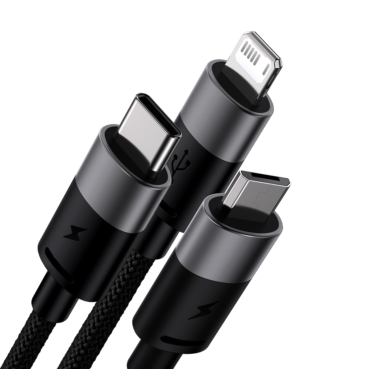 Baseus kabel 3w1 StarSpeed USB - micro USB + Lightning + USB-C 1,2m 3,5A czarny / 2