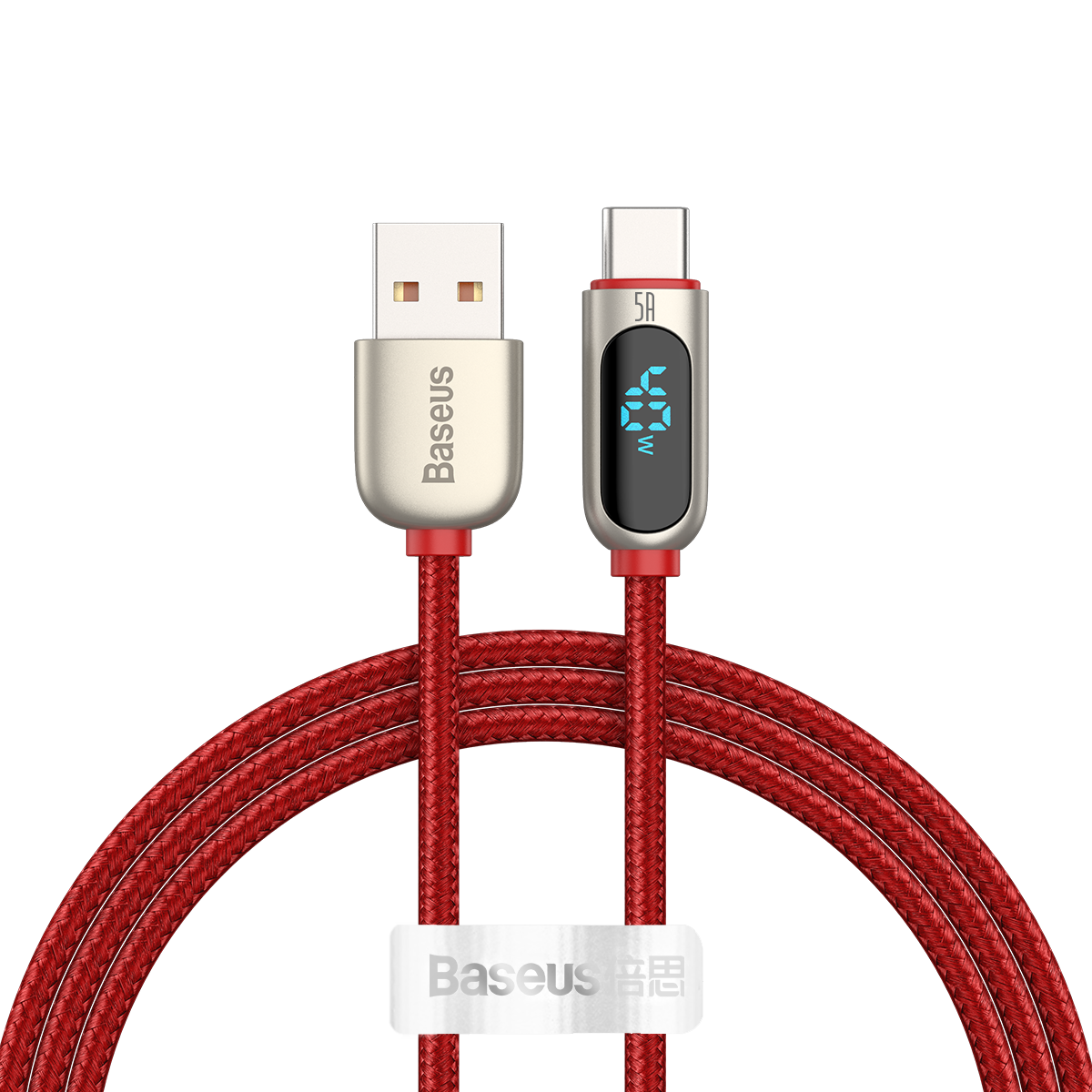 Baseus kabel Display USB - USB-C 5A 1,0 m czerwony / 2