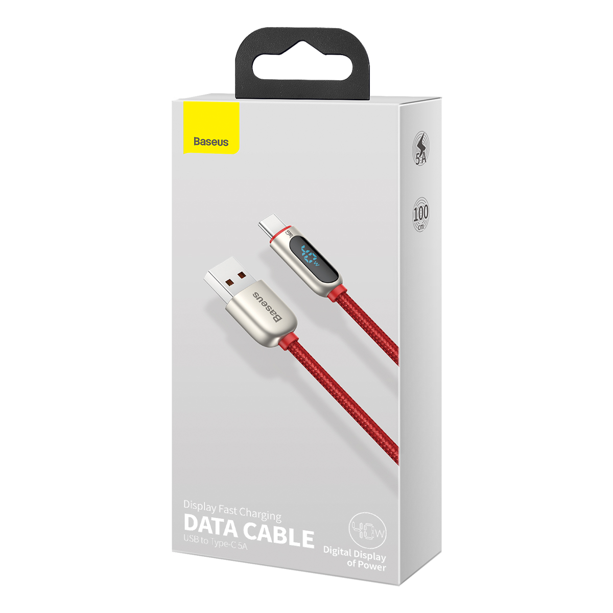 Baseus kabel Display USB - USB-C 5A 1,0 m czerwony / 7