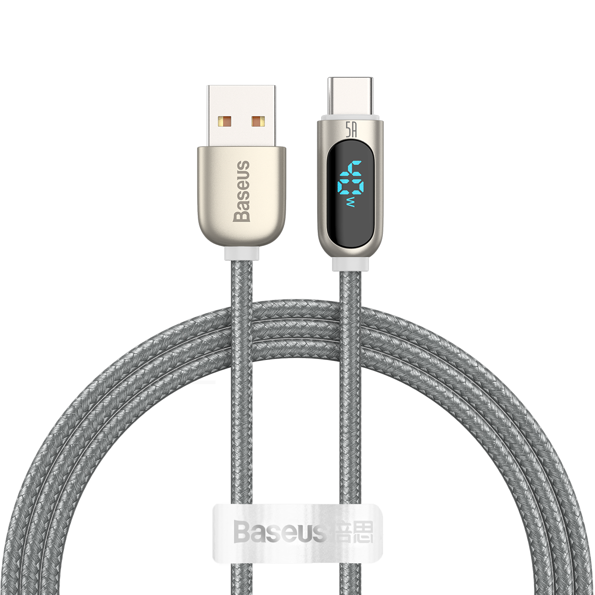 Baseus kabel Display USB - USB-C 5A 1,0 m srebrny