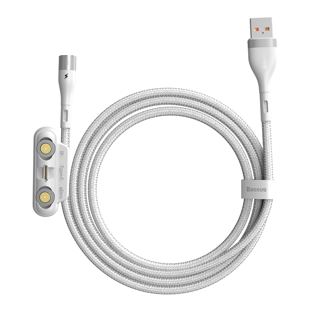 Baseus kabel magnetyczny 3w1 Zinc USB - Lightning + USB-C + microUSB 3A 1,0 m biay / 2