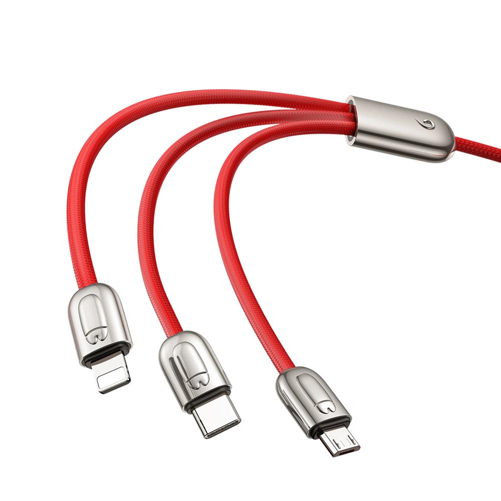 Baseus kabel Three Little Pigs 3w1 (micro/8-pin/typ-C | 1,2 m) czerwony 3,5A / 2