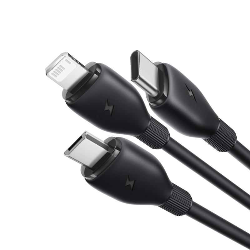 Baseus Kabel ultra-szybkiego adowania One-for-Three USB-A do M+L+C 3.5A 0.8m Czarny / 2