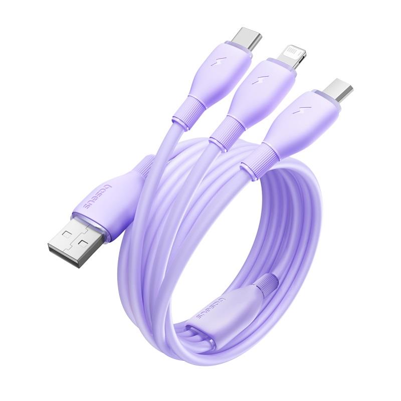 Baseus Kabel ultra-szybkiego adowania One-for-Three USB-A do M+L+C 3.5A 1.3m Fioletowy / 4