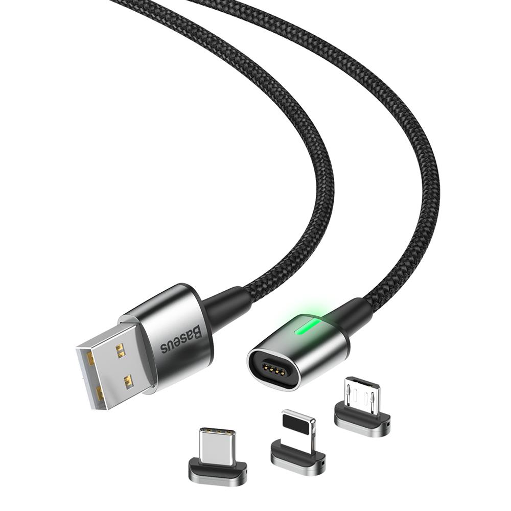 Baseus kabel Zinc Magnetic 3w1 (8-pin/typ-C/micro | 1 m) czarny / 2