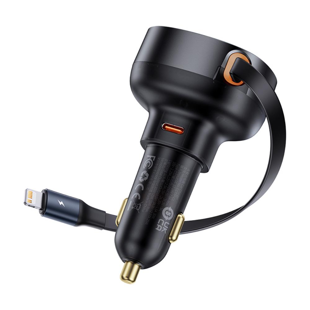 Baseus adowarka samochodowa Enjoyment Pro Car Charger C+Retractable iP Cable 55W czarna