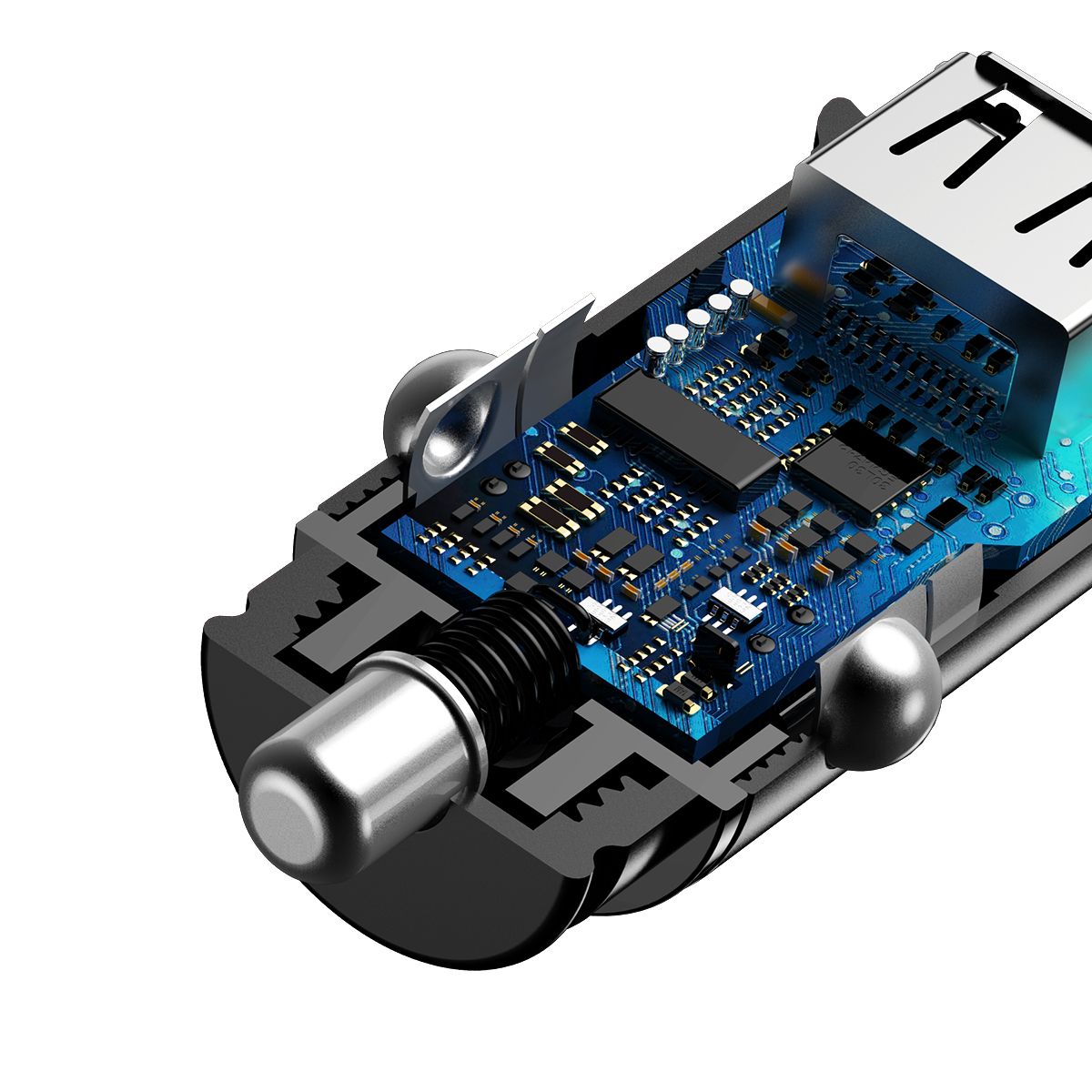 Baseus adowarka samochodowa Square Metal 2x USB 30W QC 3.0 czarna / 6