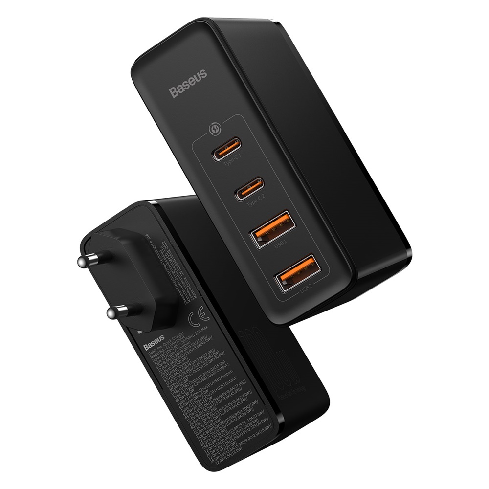 Baseus adowarka sieciowa GaN2 Pro PD 100W 2x USB-C 2x USB czarna / 6