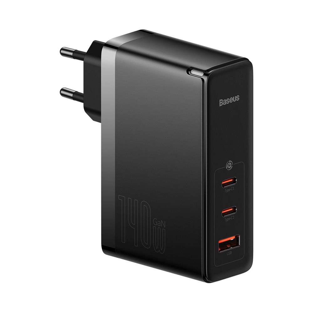 Baseus adowarka sieciowa GaN5 Pro PD 140W 2x USB-C 1x USB czarna + kabel USB-C - USB-C 240W / 3