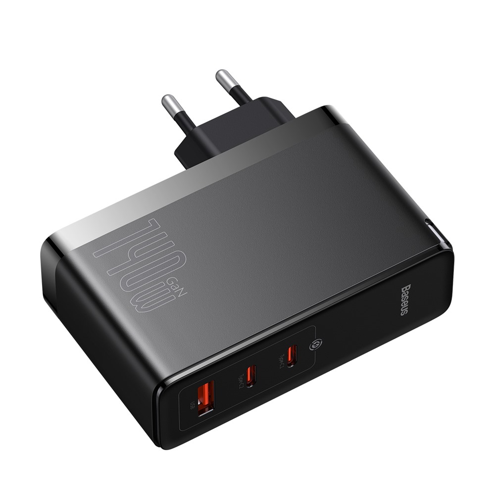 Baseus adowarka sieciowa GaN5 Pro PD 140W 2x USB-C 1x USB czarna + kabel USB-C - USB-C 240W / 4