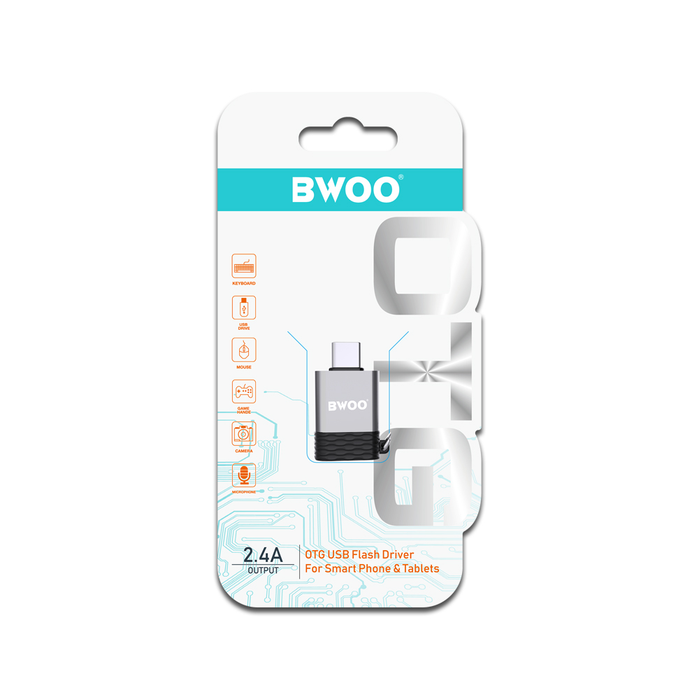 BWOO adapter BZ-35 USB - USB-C szary OTG / 3