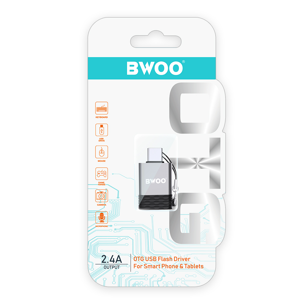 BWOO adapter BZ-35 USB - USB-C szary OTG / 9