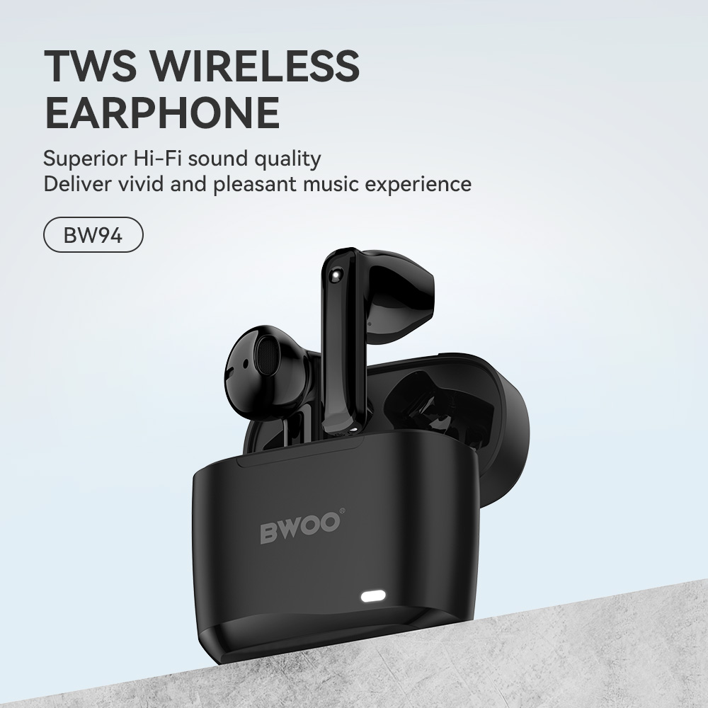 Suchawki douszne bezprzewodowe bluetooth BWOO TWS do telefonu czarne Apple iPhone XS Max / 7