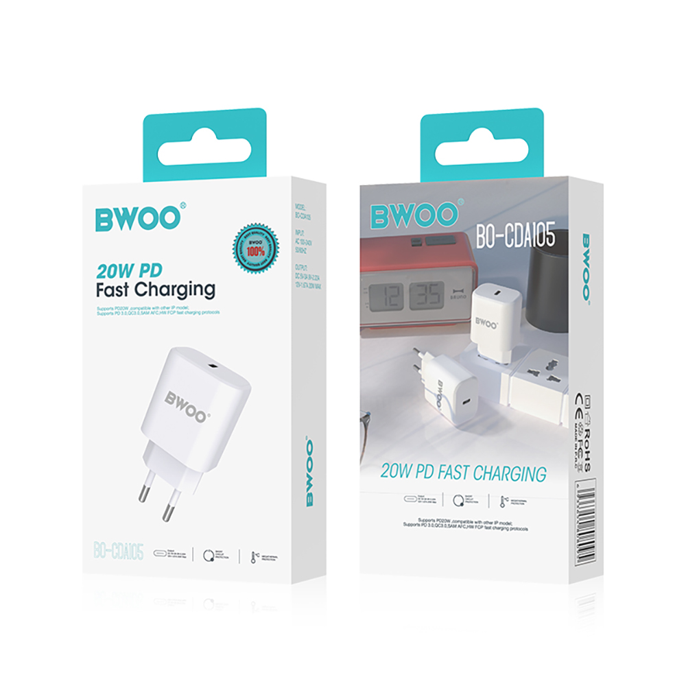 BWOO adowarka sieciowa BO-CDA105 20W ABS+PC wall charger USB-C / 5