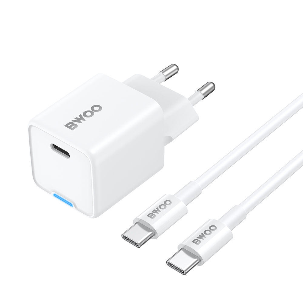 BWOO adowarka sieciowa GaN 30W z portem USB-C, z 60W kablem USB C- USB C / 2