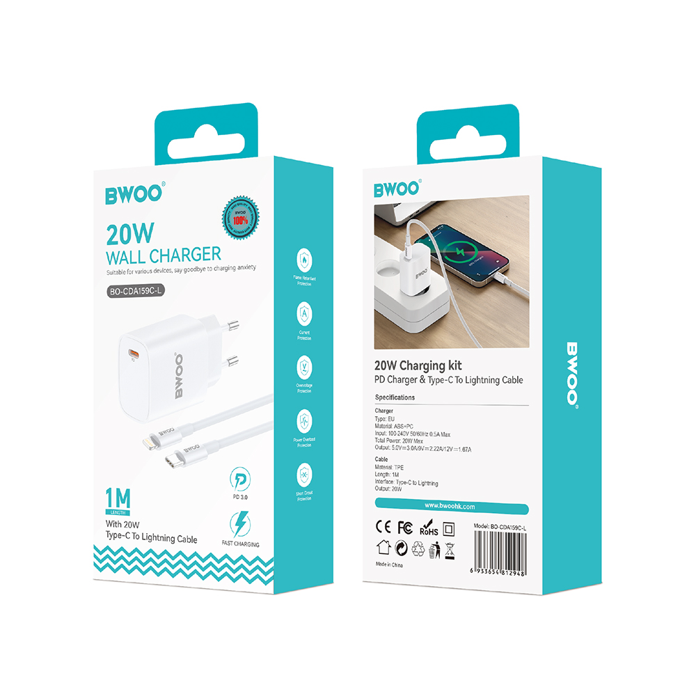 BWOO adowarka sieciowa GD-CDA162 20W z kablem usb-c na lightning / 6