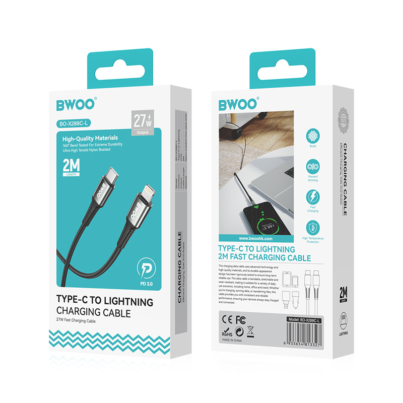 BWOO Pleciony kabel USB-C do Lightning 30W, 2 m / 4