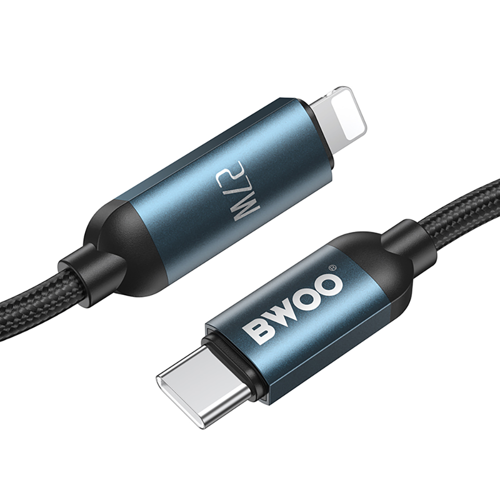 BWOO Pleciony kabel USB-C do USB-C 60W z animowanym podwietleniem, 1m / 3