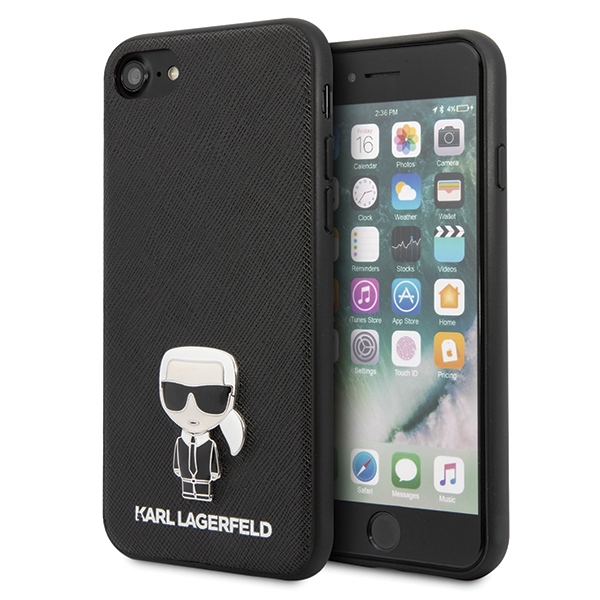  czarne hard case Saffiano Iconic Metal Apple iPhone 12 Mini 5,4 cali