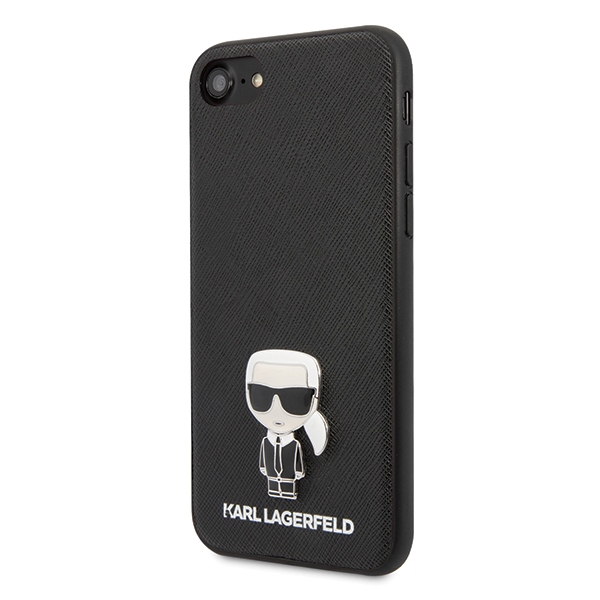  czarne hard case Saffiano Iconic Metal Apple iPhone 12 Mini 5,4 cali / 2