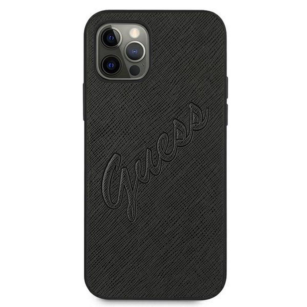  czarne hard case Saffiano Vintage Script Apple iPhone 12 Pro Max (6.7 cali) / 3