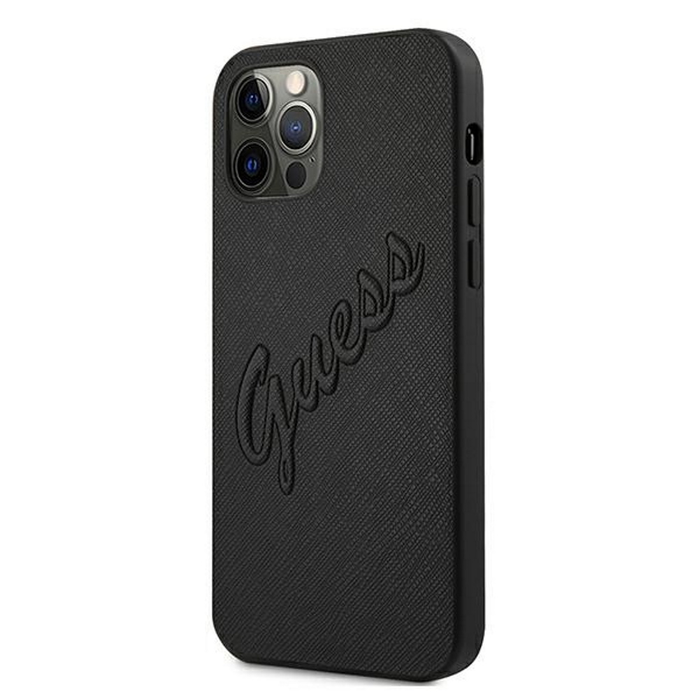  czarne hard case Saffiano Vintage Script Apple iPhone 12 Pro (6.1 cali) / 2