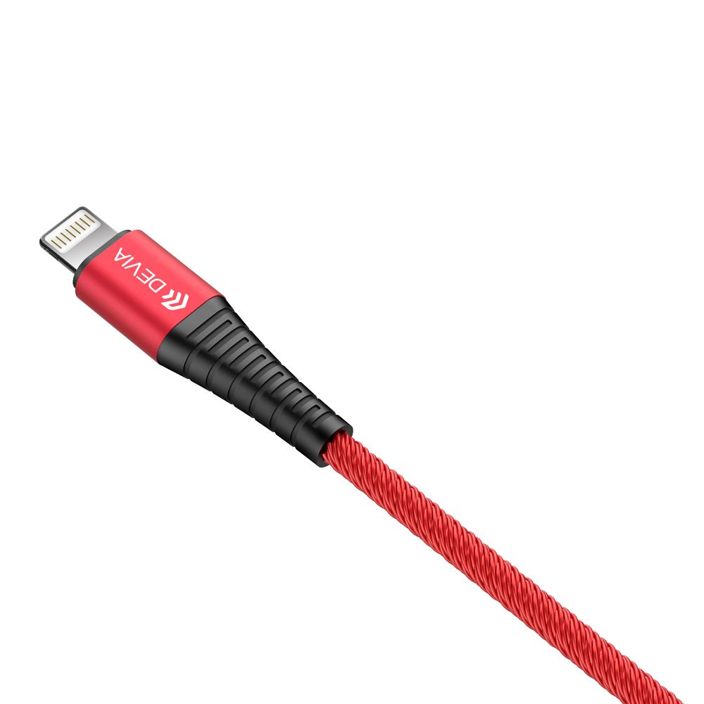Devia kabel Storm 2w1 USB A/typ-C do 8-pin czerwony 2,4A 1m