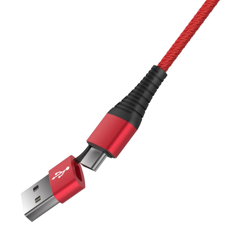 Devia kabel Storm 2w1 USB A/typ-C do 8-pin czerwony 2,4A 1m / 2
