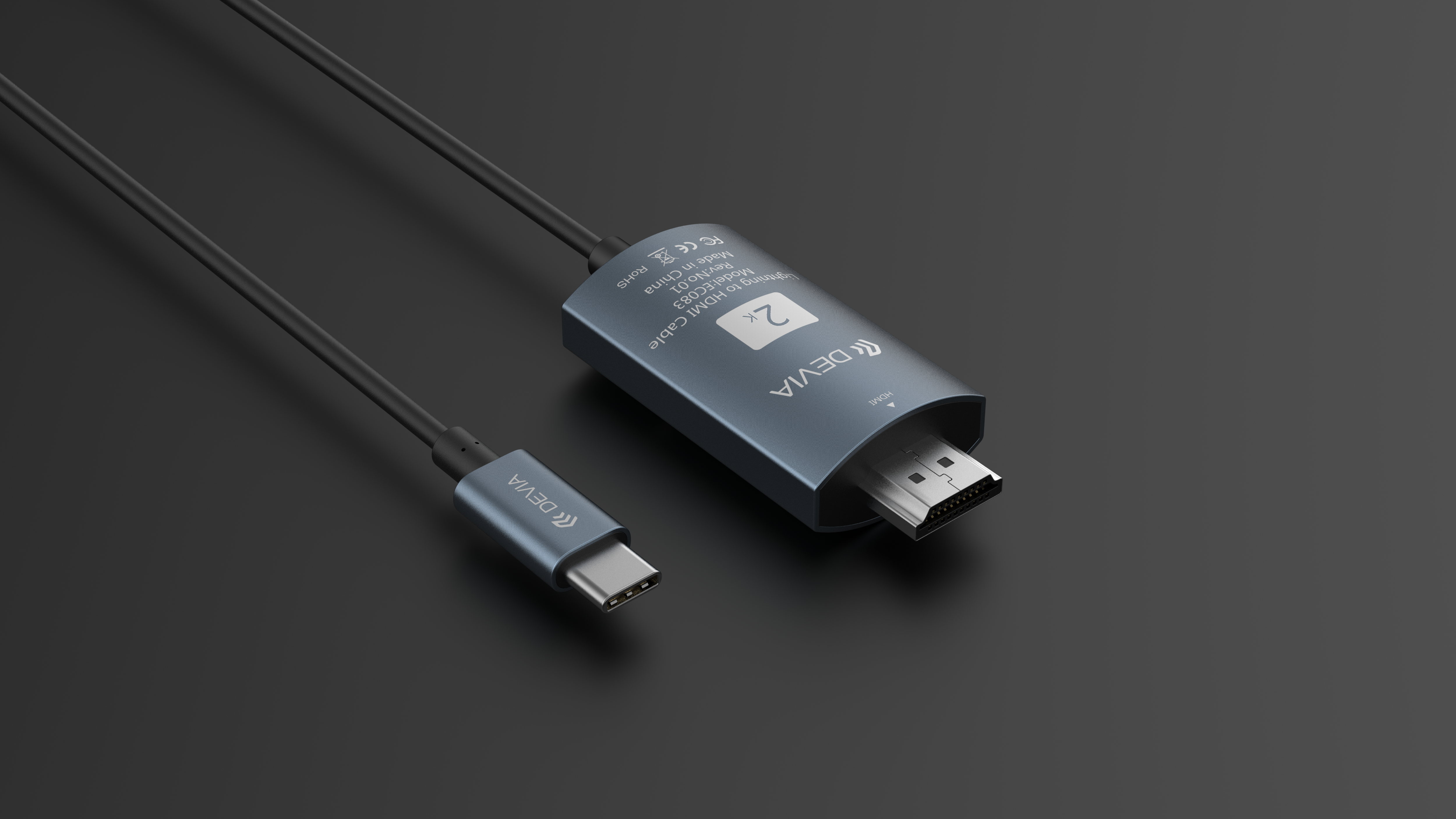 Devia kabel Storm typ-C do HDMI czarny / 2