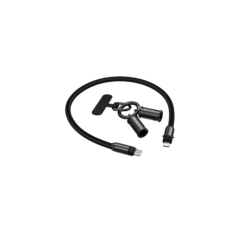 Devia kabel uniwersalna smycz 2w1 PD USB-C - Lightning 0,3 m 27W czarny / 4