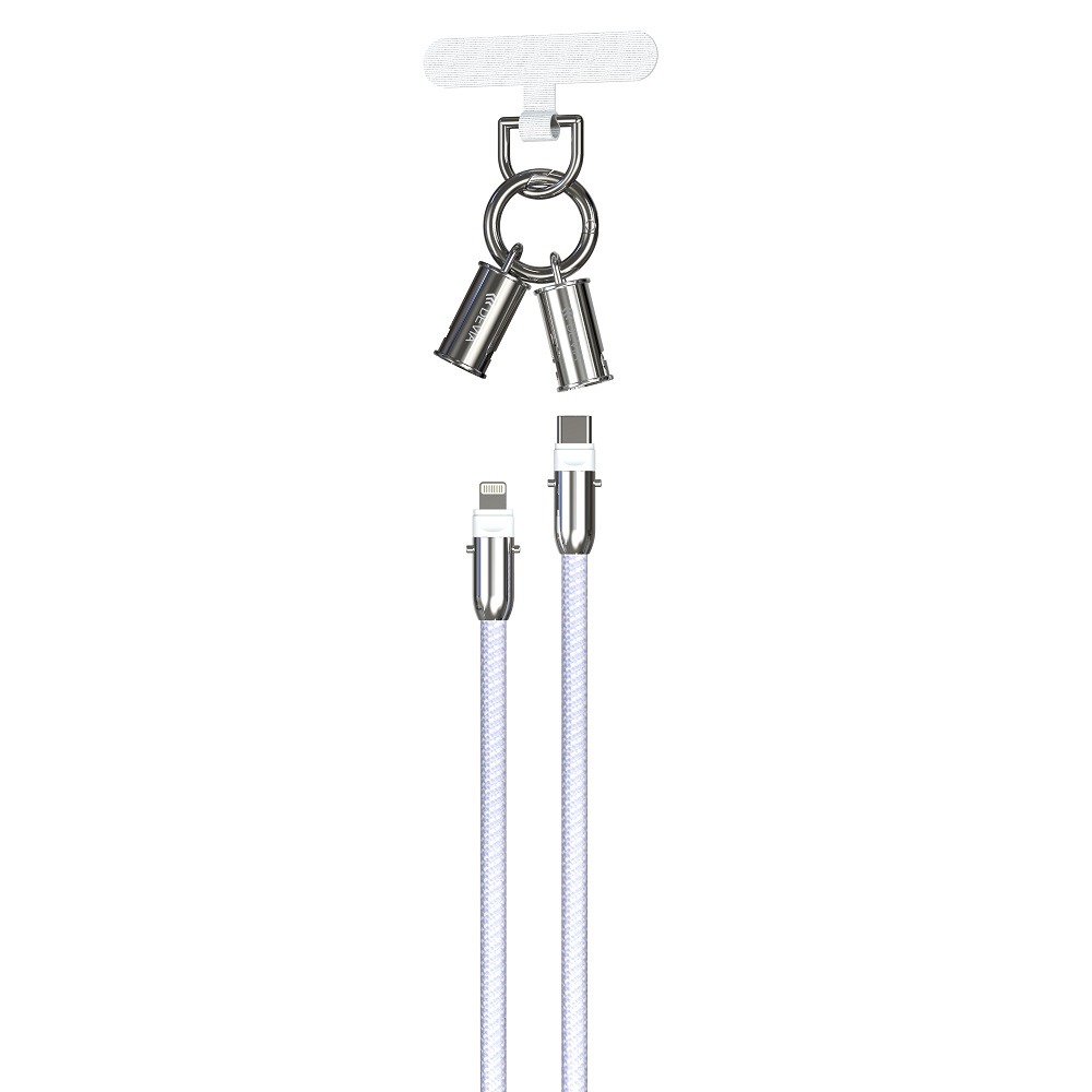 Devia kabel uniwersalna smycz 2w1 PD USB-C - Lightning 1,2 m 27W lawendowy