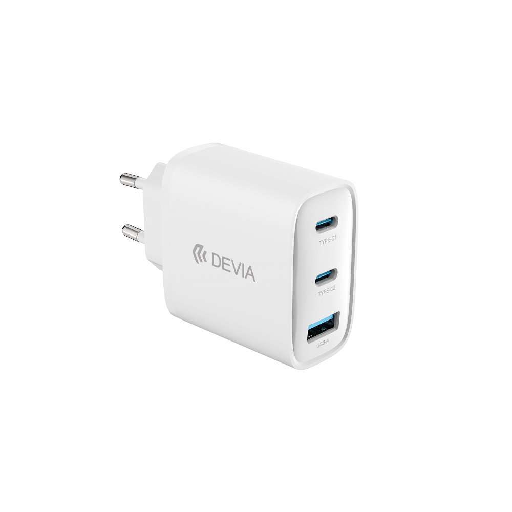 Devia adowarka sieciowa Extreme PD GaN 65W 2x USB-C 1x USB biaa + kabel USB-C - USB-C