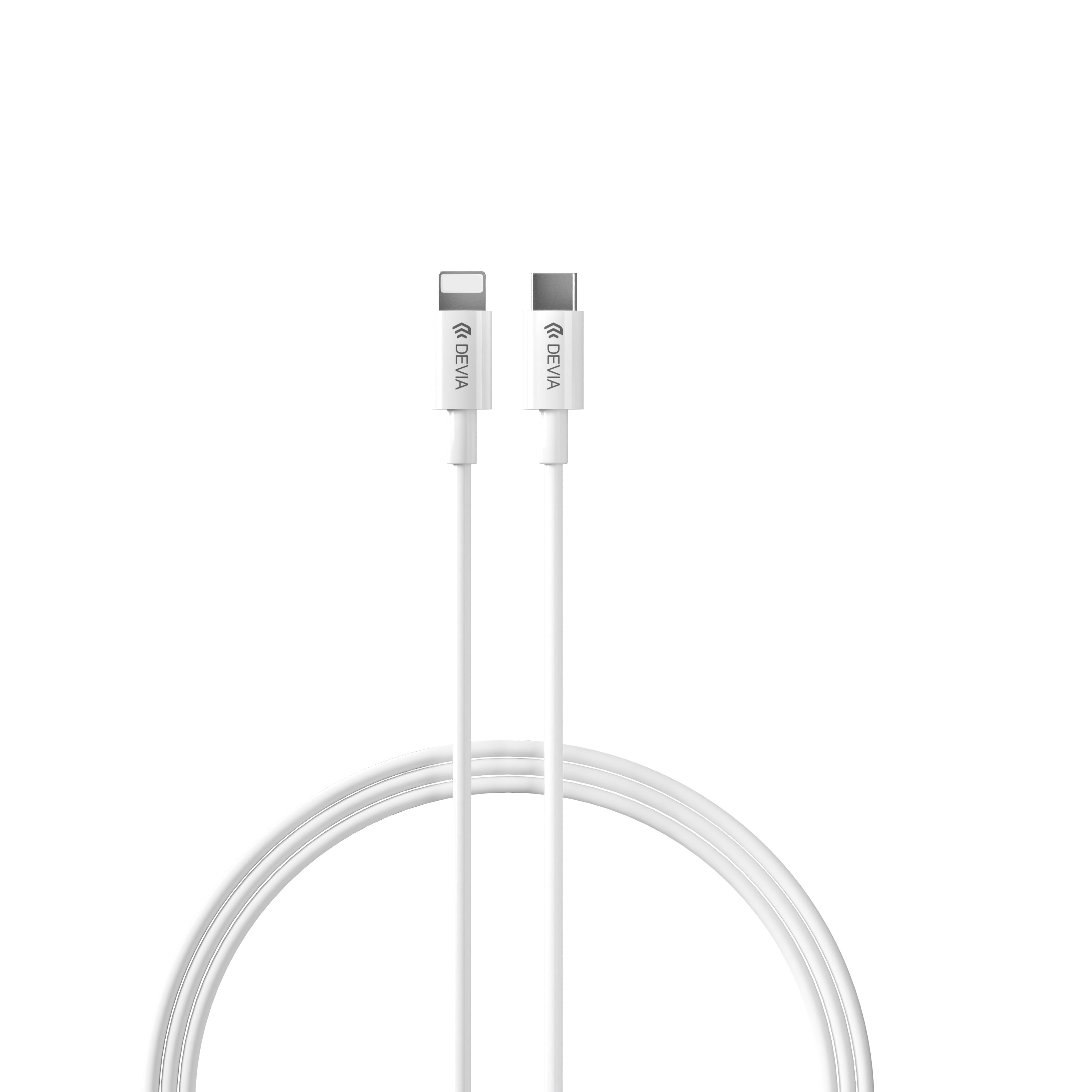 Devia adowarka sieciowa Smart PD 20W 1x USB-C biaa + kabel Lightning - USB-C V2 / 3