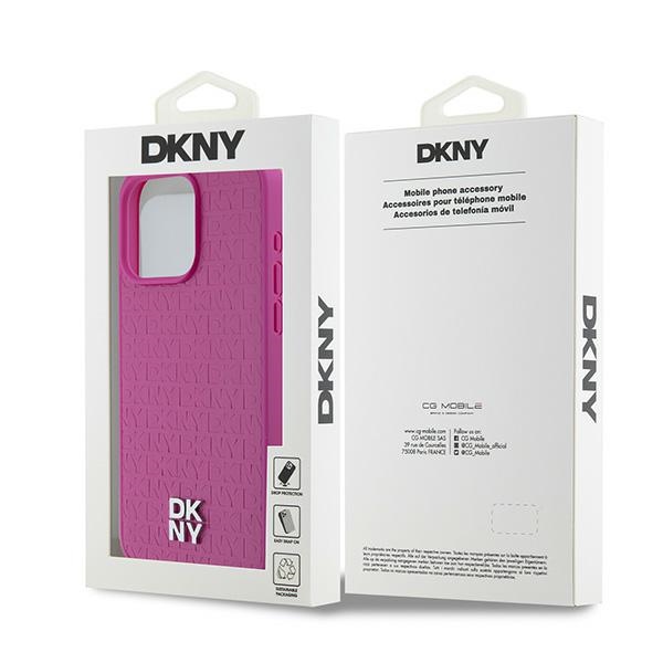 DKNY nakadka brzowa HC Magsafe pu repeat pattern w bottom stripe Apple iPhone 15 Pro Max / 8