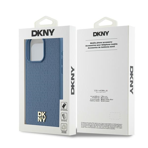 DKNY nakadka brzowa HC Magsafe pu repeat pattern w stack logo Apple iPhone 15 Pro Max / 8