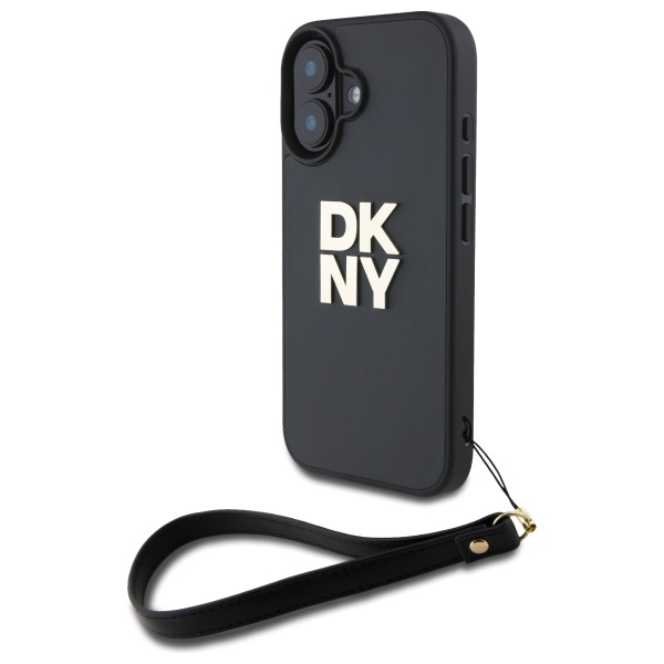 DKNY nakadka HC PU Wrist Strap and Stack Logo czarny Apple iPhone 16