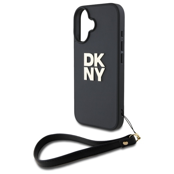 DKNY nakadka HC PU Wrist Strap and Stack Logo czarny Apple iPhone 16 / 5