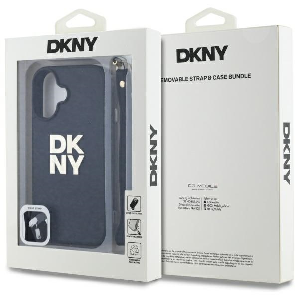 DKNY nakadka HC PU Wrist Strap and Stack Logo czarny Apple iPhone 16 / 7