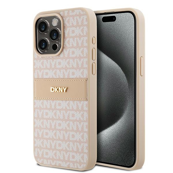 DKNY nakadka niebieska HC PU repeat texture pattern w tonal stripe Apple iPhone 15 Pro Max