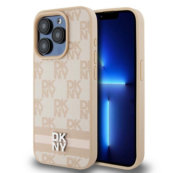 DKNY nakadka rowa HC PU checkered pattern w printed stripes Apple iPhone 15 Pro