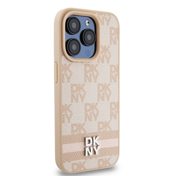 DKNY nakadka rowa HC PU checkered pattern w printed stripes Apple iPhone 15 Pro / 4