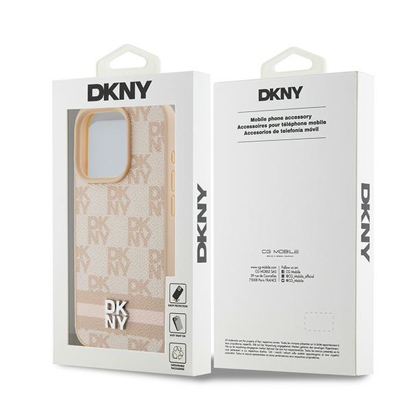 DKNY nakadka rowa HC PU checkered pattern w printed stripes Apple iPhone 15 Pro / 8