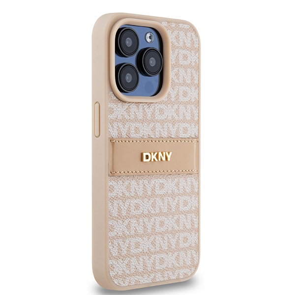 DKNY nakadka rowa HC PU repeat texture pattern w tonal stripe Apple iPhone 15 Pro / 4