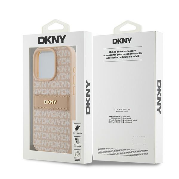 DKNY nakadka rowa HC PU repeat texture pattern w tonal stripe Apple iPhone 15 Pro / 8