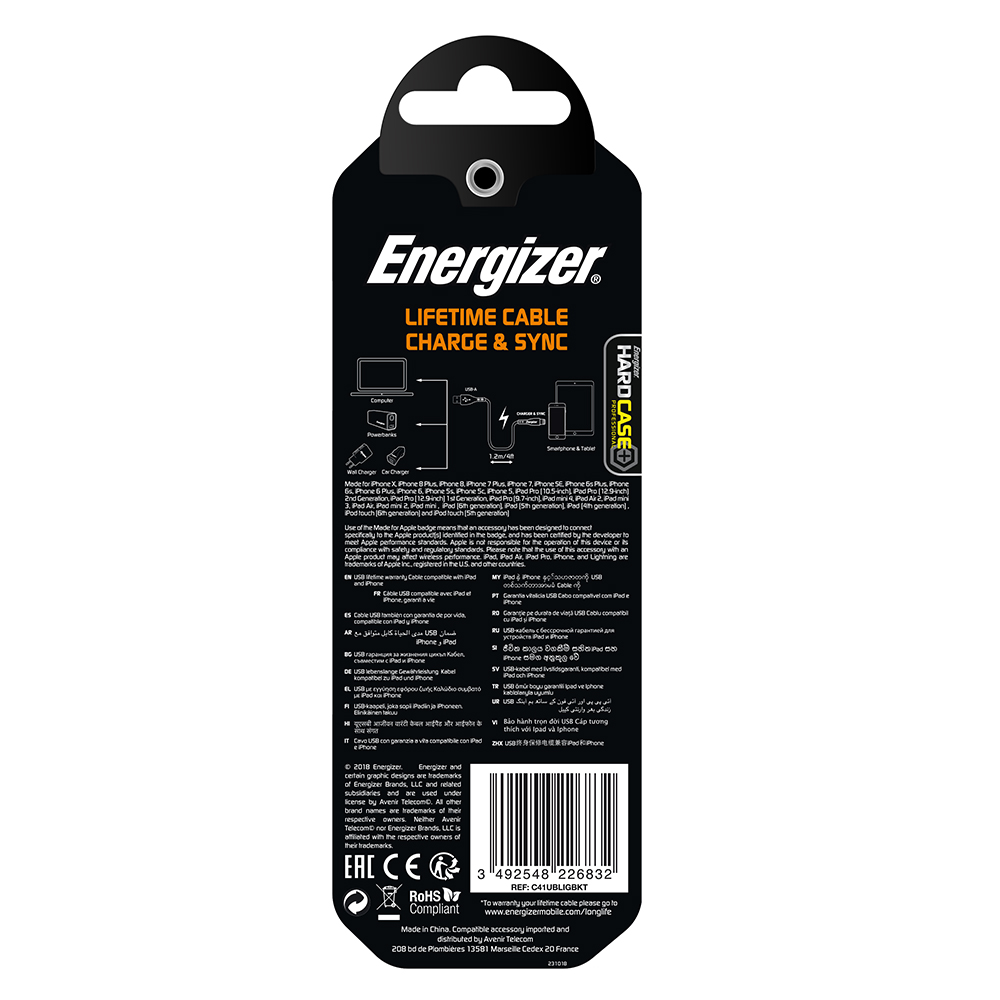 Energizer Hardcase Kabel 8-pin 1,2m czarny Lifetime Tinbox / 7