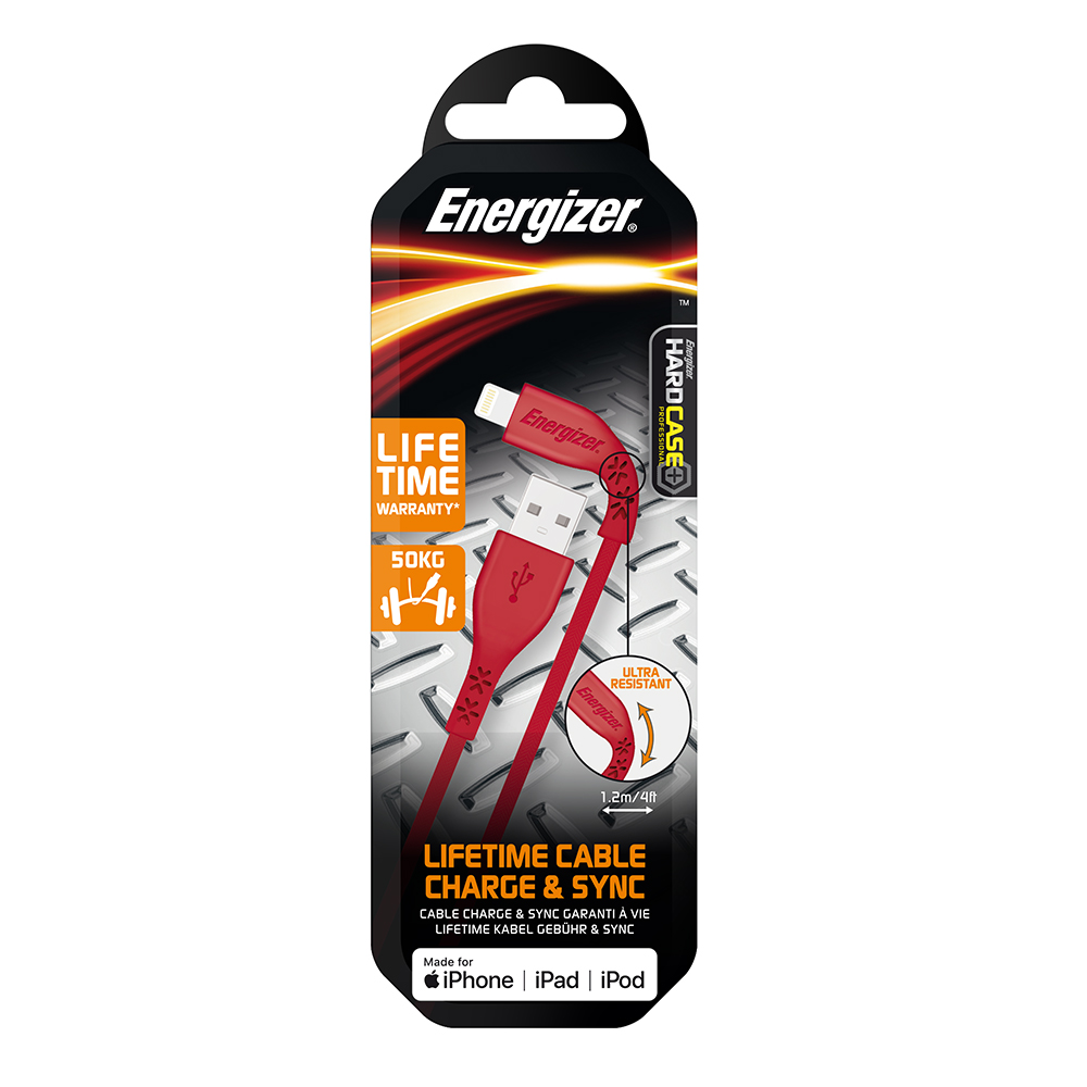 Energizer Hardcase Kabel 8-pin 1,2m czerwony Lifetime Tinbox / 2